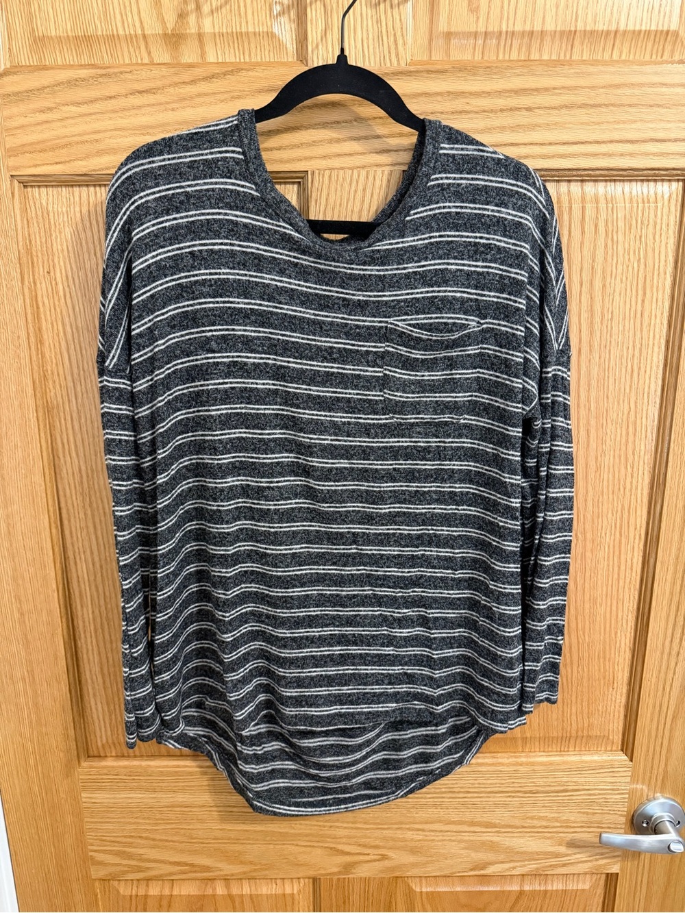 Target Women's Black and White Striped Long-Sleeve Tee